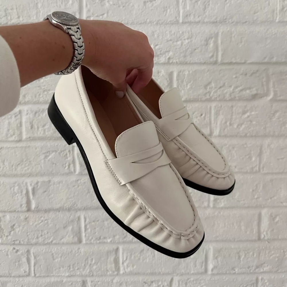 J. Crew Maison ruched loafers in leather - Ivory